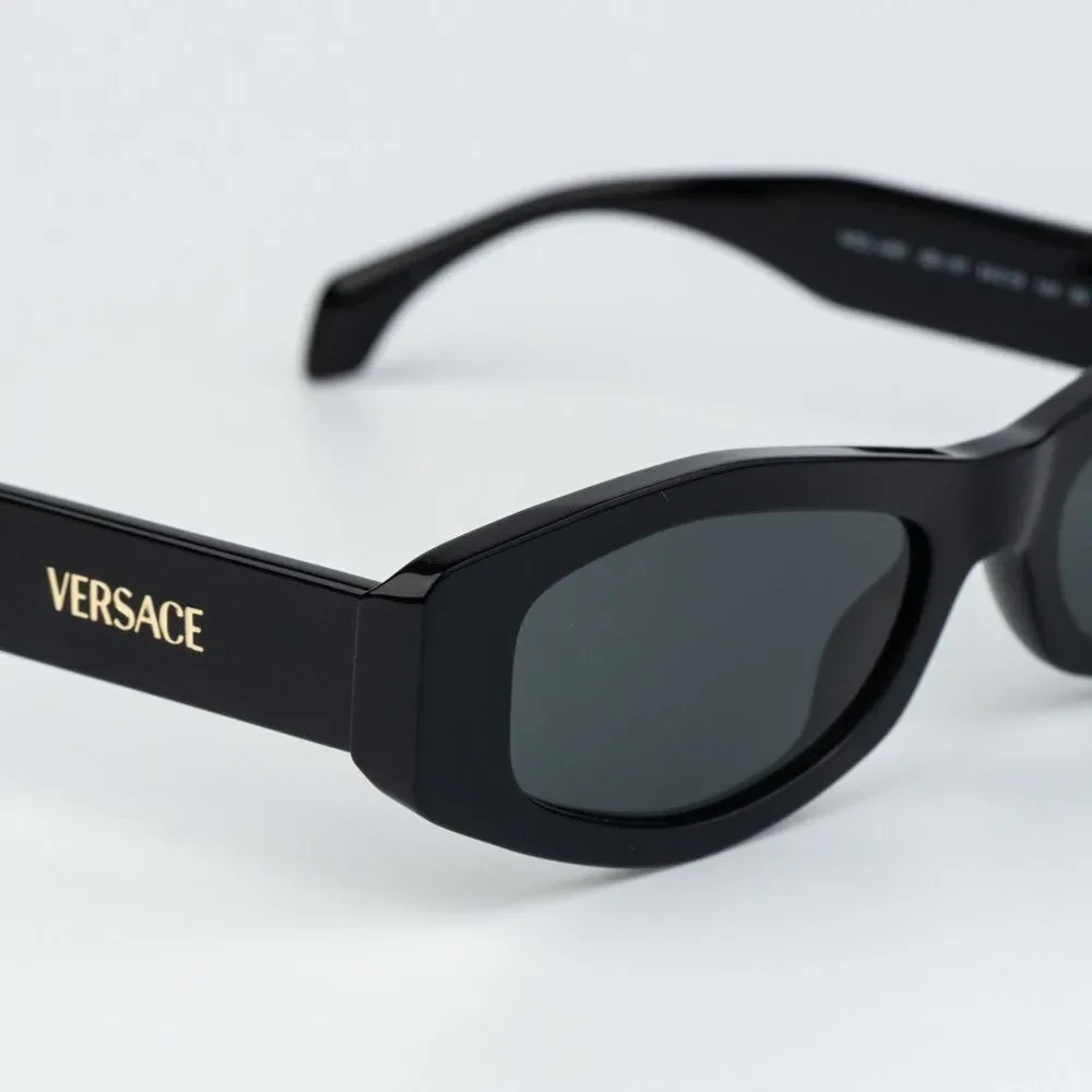Versace Men Sunglasses Black Dark Grey Rectangle VE4487 GB1/87 NEW AUTHENTIC